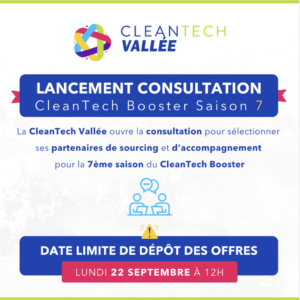 Lire la suite à propos de l’article Lancement de la Consultation CleanTech Booster Saison 7
