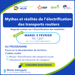 Invitation conférence Electrification du transport routier par la Cleantech Vallée